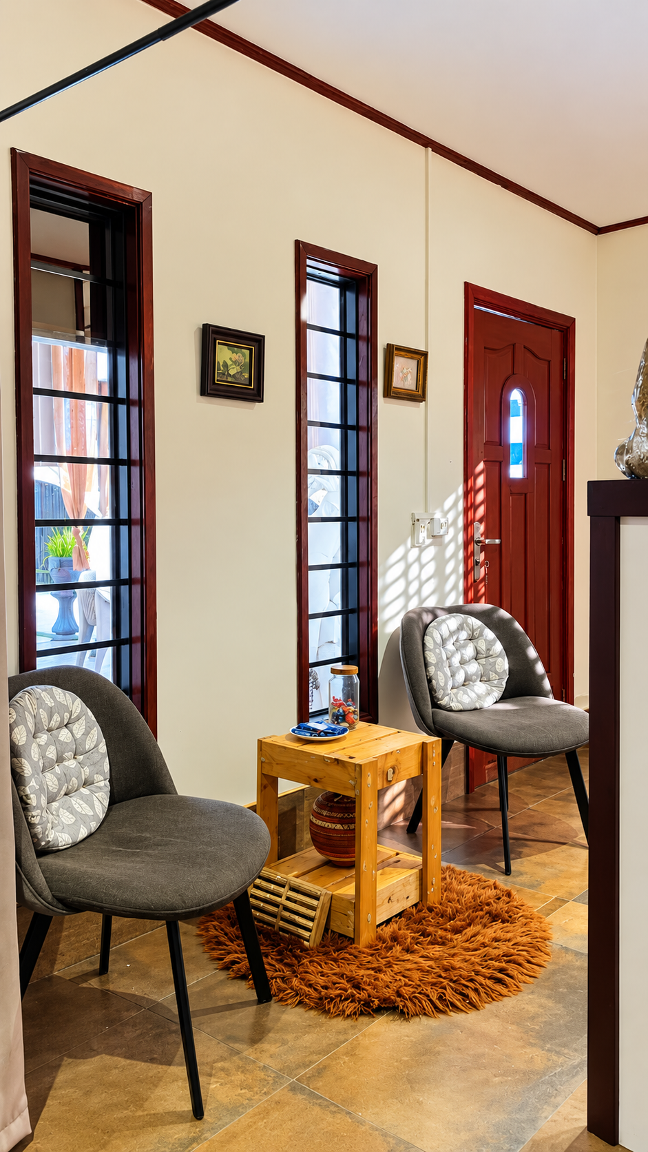 Intimate waiting area by the entrance