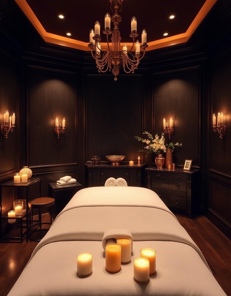 Candlelit massage room